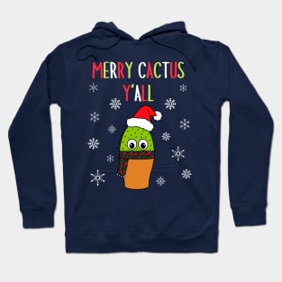 Merry Cactus Y'all - Cute Cactus With Christmas Scarf Hoodie